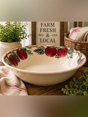 Nancy Calhoun Bella Roma 13” Serving Bowl Apple Farmhouse Vintage Cafe Classico